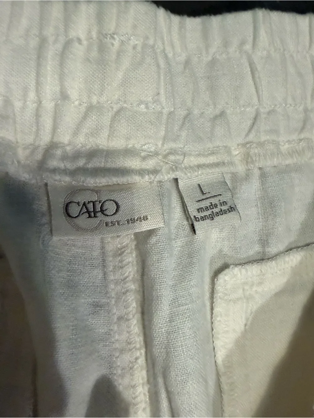 Cato Linen Blend cream Pull-On Wide Leg Pants with drawstring waist